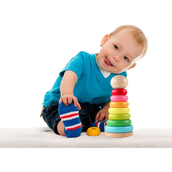 Staplingsringar Toddler Regnbågsstaplare Inlärningsleksak för småbarn