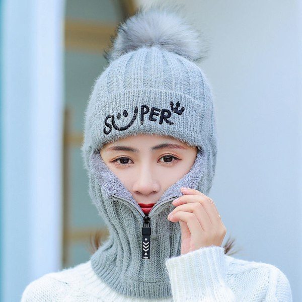 Dam Herr Vinter Virkad Slouch Hat Ull Stickad Beanie Baggy Varma Skidkepsar Mode，Marinblå dark blue