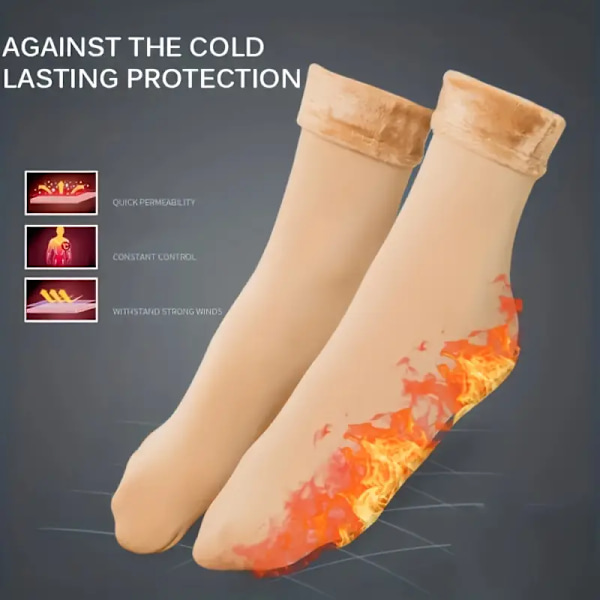 4 Par Tykke Fleeceforede Vinterstrømper - Varme, Selvopvarmende Mid-Calf Snestrømper til Mænd & Kvinder, Ensfarvede