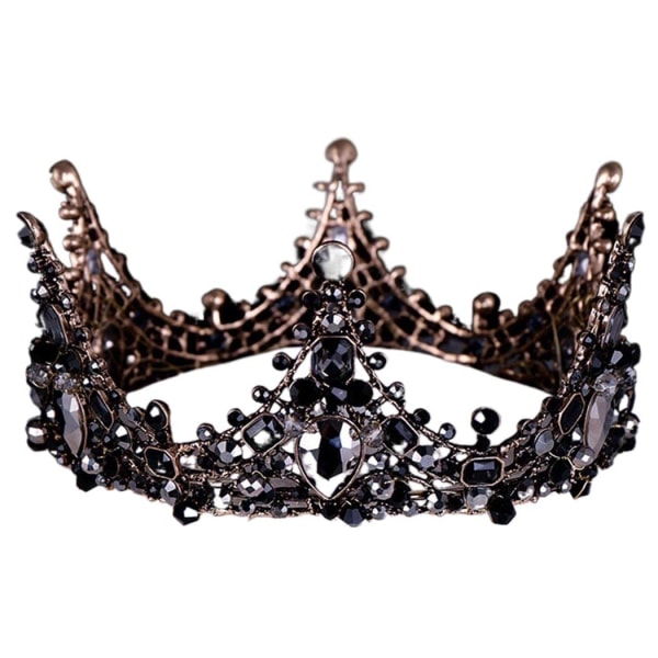 Svart barock krona brudkristall tiara krona gotisk bröllopshuvudstycke vintage drottning håraccessoarer för kvinnor och flickor