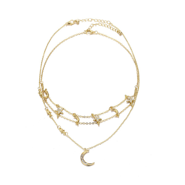 Guld Moon and Stars Halsband för kvinnor Mode Guld Choker Halsband Delikat Moon Stars smycken för kvinnor och flickor