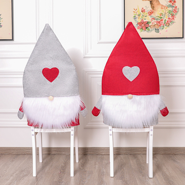 2st Julstolsöverdrag Julbordsstol Underlägg Svensk Tomte Gnome Style Julstol Cover Xmas Hem Köksdekorationer
