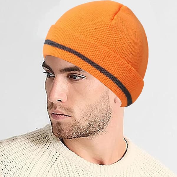 Män Vinter mössa Varm stickad manschett Vanlig kälke Ski Skull Cap