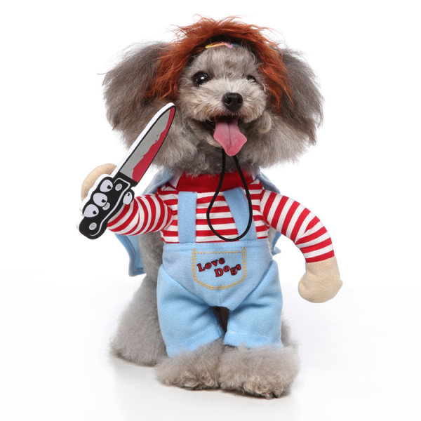 Dödlig docka Hund Hunddräkt Nyhet Roliga husdjur Festkläder Cosplay husdjurskläder Lämpliga för stora och medelstora valpar（M）