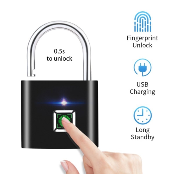 Smart utomhus-fingeravtryckslås Vattentätt Bluetooth -lås Fingeravtryckshänglås (svart)