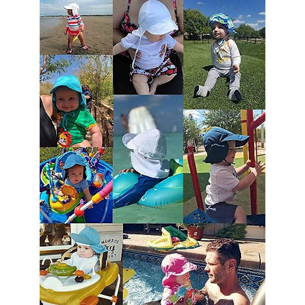 Baby Kid Solhatt UV50+ Skydd Sommarfiske Strandhattar Vikbar cap med justerbar hakrem Snabbtorkande cap 2-5 år（Krabba）