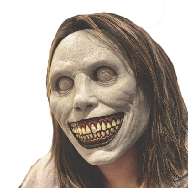 Halloween horror maske COS smil eksorcisme hvidt øje latex maske