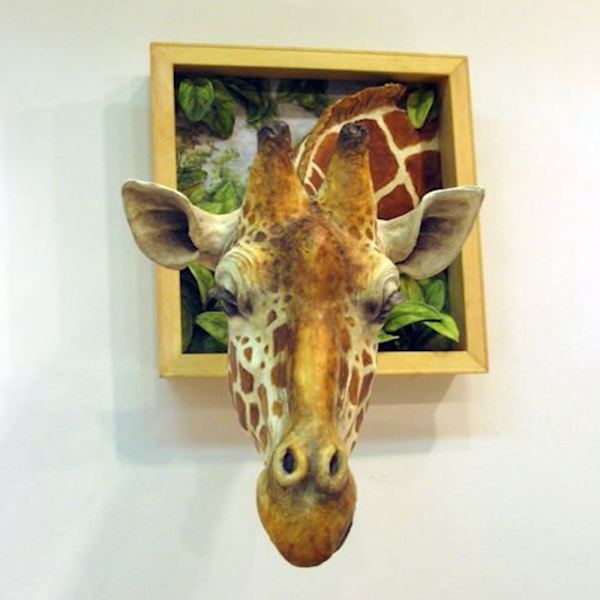 3D giraff fotoram vägghänge kreativ simulering djurhantverk vardagsrum dekoration