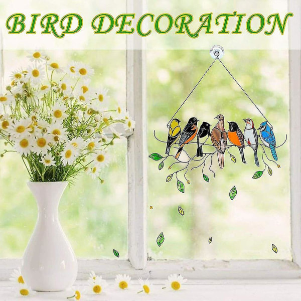 Färgglad akryl solfångare fönsterhängande dekorativ fågel, storlek 21*11cm