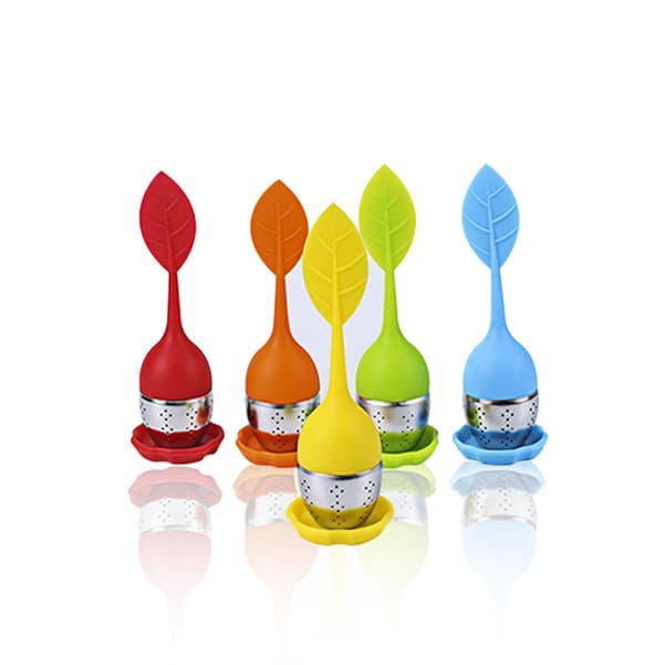 5 st set silikondiffusor teboll i rostfritt stål tefilterdiffusor