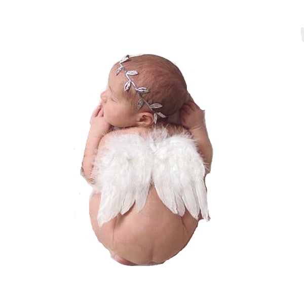 Blad pannebånd og engel fjærvinger babyfoto rekvisitter