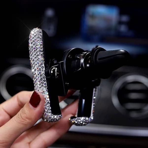 Universal Bilholder Luftventilfeste Klips Bling Rhinestone Biltilbehør, Hvit