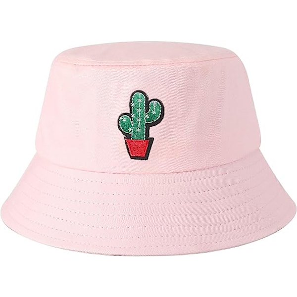 Bucket Hat Bomull Sommar Fisherman Hat för kvinnor män，（kaktus-rosa）