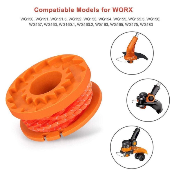 Worx Wa0010 Ersättning Trimmer Spool Line Ersättning Spool Line För röjsaxar Trädgårdsredskap Tillbehör 4 delar