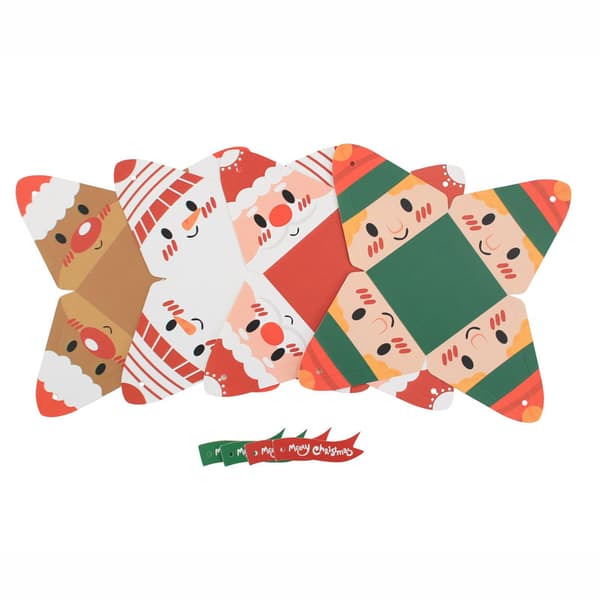50-pack Julklappsaskar Triangelaskar Godispappersaskar Jultomte Stort Ansikte Triangel Godisaskar Presentaskar (4 stilar)
