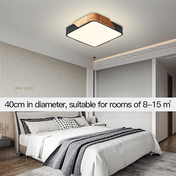 LED Loftlampe 24W med Fjernbetjening Justerbar Lysstyrke Moderne Ultratynd Firkantet Badeværelseslampe til Hjemmekontor, Sort 30