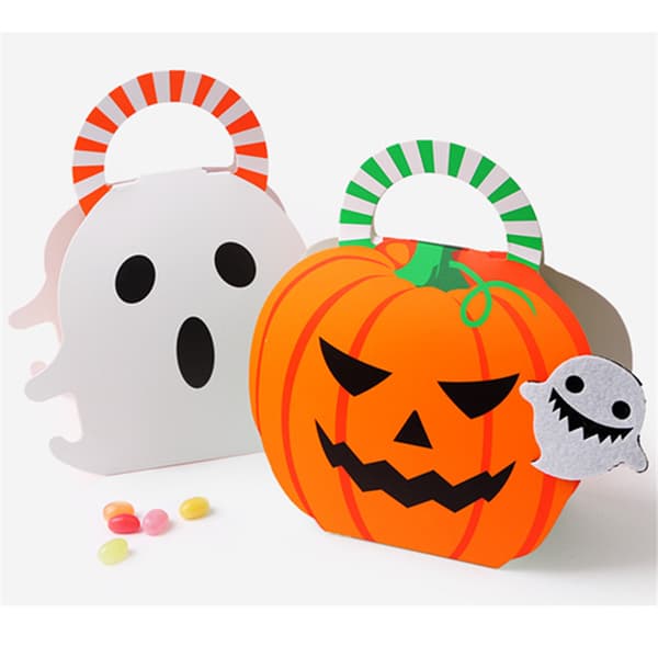 Halloween pumpa spöklik form godis kartong plats bärbar present kartong förpackningslåda Ghost Shape