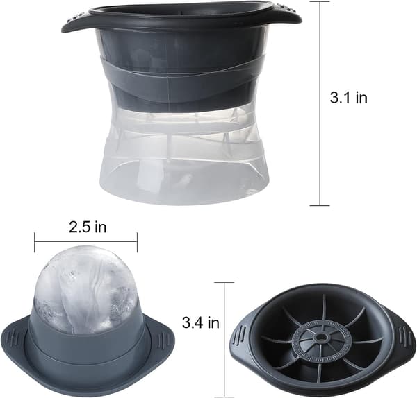 Store kugleformede isterningebakker 6 cm Sæt med 2 (grå)