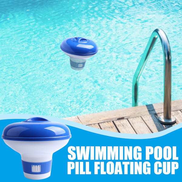 Uppblåsbar/överjordisk pool flytande 1-tums klor/brom tablettdispenser för pooler, spa, badtunnor och fontäner, idealisk för uppblåsbara och ovanför