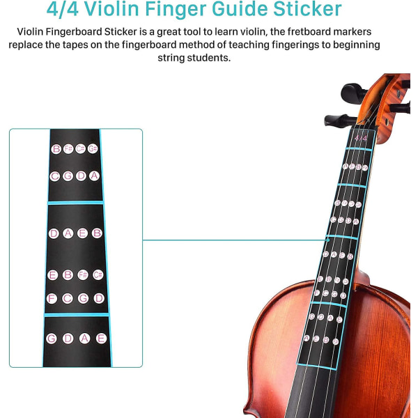 Violin Finger Guide, 4/4 Violin Notes Sticker, Violin Gripboard Sticker Gripbrädesmarkör för nybörjare（10st)