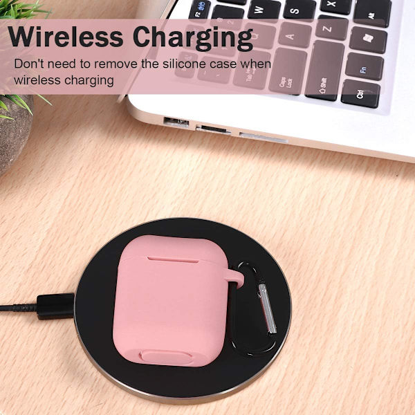 Airpods Etui Beskyttelsesetui Kompatibelt med AirPods 2 & 1, AirPods 2 & 1 Etui Silikoneetui [Synlig LED-indikator] [Understøtter Trådløs Opladning