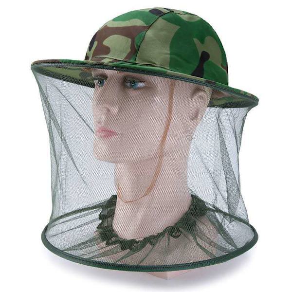 Havebiavlshat med camouflage-net til myggenet udendørs myggehat