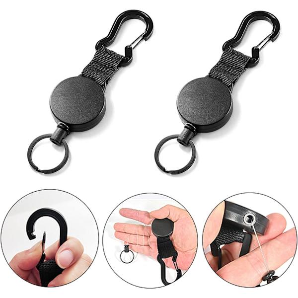 Infällbar nyckelring Heavy Duty infällbar nyckelring Infällbar märkeshållare Stållina Nyckelring med förstärkt fjäderstålvajer indragbar