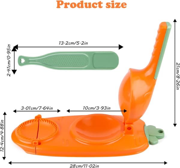 【Ny version】2-i-1 dumpling maker, multifunktionel gør-det-selv manuel dumpling presseform, let værktøj til dumpling fremstilling (orange)