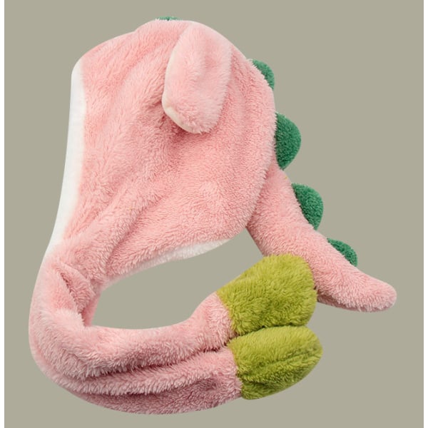 Bjørners ører kan bevege hattene sine. Søt og sjarmerende høst- og vinterlue for kvinner. Varm ullhette med innebygd skjerf (rosa)