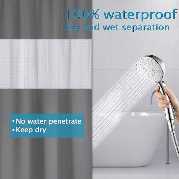 Bruseforhæng 200x180cm Badeforhæng Polyester og EVA Semi-Transparent Vandtæt Anti-skimmel til Badeværelse - Grå