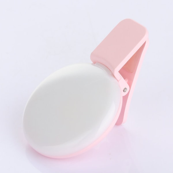 2 st Clip On Round Universal Led Mobiltelefon Selfie Fotografi Blixt Fill Light (rosa)