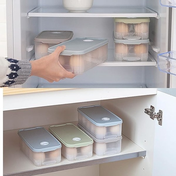 2 st Ägglåda Äggförvaringslåda, ägglåda i plast med lock, ansök om kylskåp Kök Äggbehållare Äggbrickor för matlagning Camping picknick