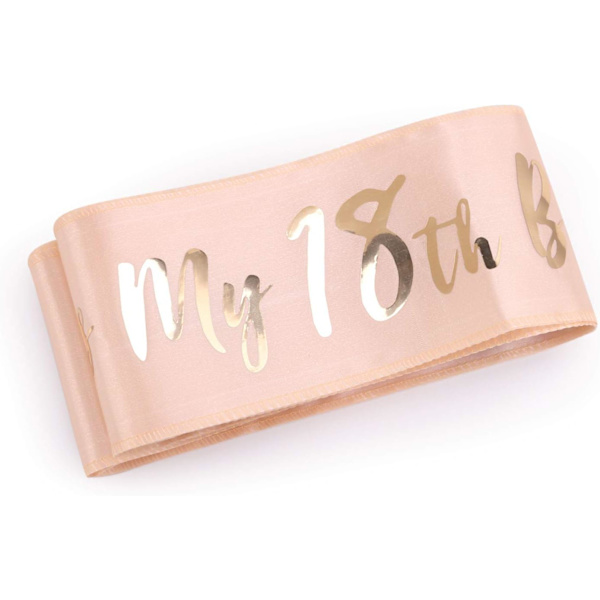 Rose Gold 18-års födelsedag Sash It's My 18th Birthday Satin Sash för 18-åring Födelsedagspresent Party Favor Födelsedagsdekoration Tillbehör för flicka