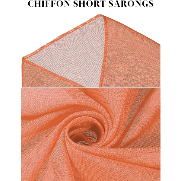 2 delar Sarong Coverups för kvinnor Baddräkt Omlott Baddräkt Kjol Beach Bikini Cover Up Badkläder Chiffong（Vit, Orange）