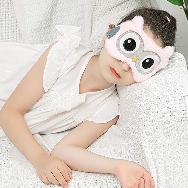 Djursömnmask Kvinnor Barn Flicka Plysch Siden 3D Fluffig Sömnmask Blackout Söt ögonmask för sömn Rese tupplur