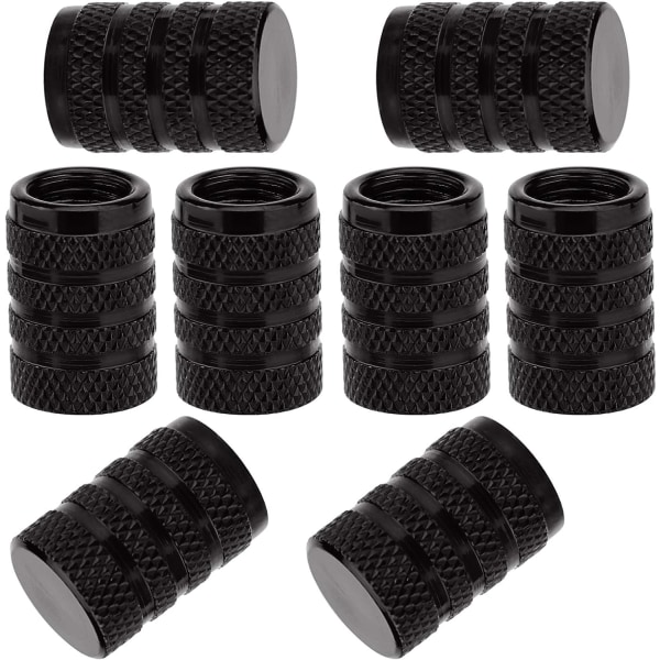 8 delar däckventilstamskydd, cap med gummiring för bilar, stadsjeepar, cover , lastbilar, motorcyklar (svart)