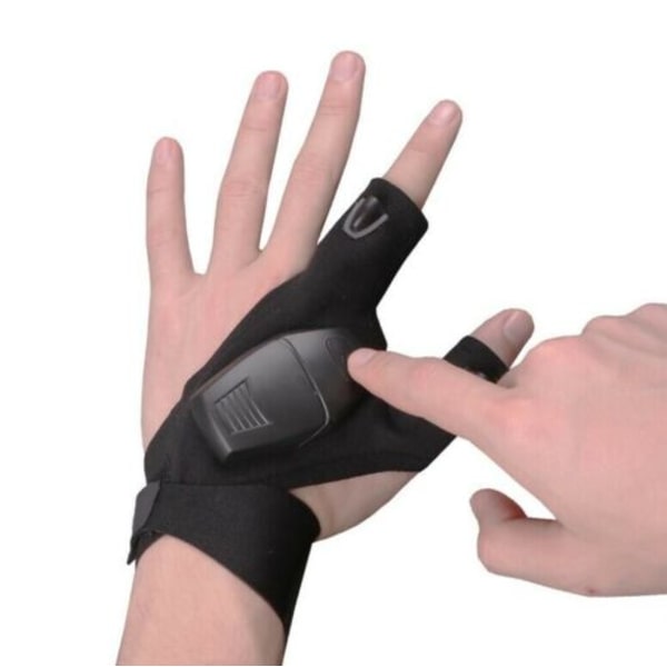 2st USB uppladdningsbar led ficklampa självlysande fiskehandskar andningsbara utomhusbelysningshandskar fingerljushandskar