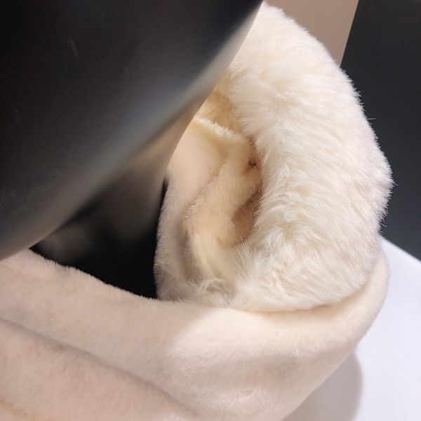 Scarf handskar hatt mjuk vadderad sjal kvinnor vinter utomhus värme（vit） Stickad mössa dam vinter varm mössa mössa handskar och halsduk Set vit