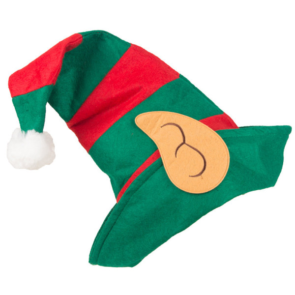 Bitar av Christmas Spirit Hat Clown Hat Röda Öron Grön Randig Hat Julfestdekorationer