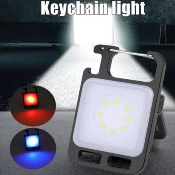 2ST LED-nyckelringslampa med multifunktion kan bära magnet snabbladdning nyckelring ficklampa COB flasköppning campinglampa