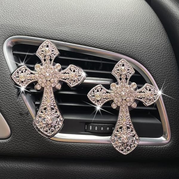 2-pak Bil Luftventil Charms, Krystal Bil Diffuser Ventil Clip, Rhinestone Olie Diffuser Ventil Clip, Bil Luftfriskere til Kvinder, Bil Tilbehør til Kvinder