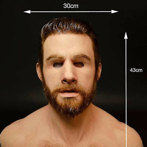 Lateksinen miehen kasvonaamio naamiointiin cosplayhin Halloween-juhliin Bearded young man