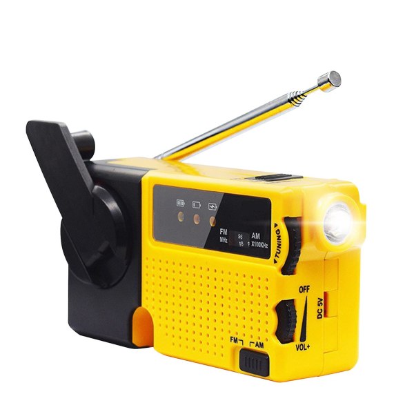 Nödradio, handvevsradio med led ficklampa, mini bärbar radio am/fm radio, för hem och utomhus