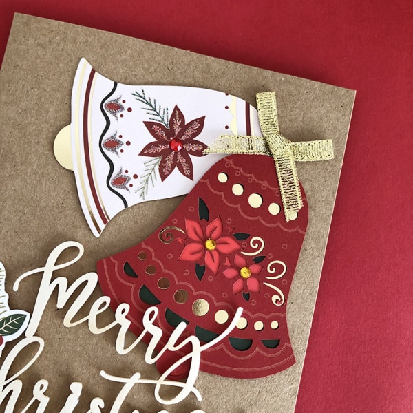 8 stycken 3D-julhälsningskort, gratulationskort i brunt papper, förgyllda julhälsningskort