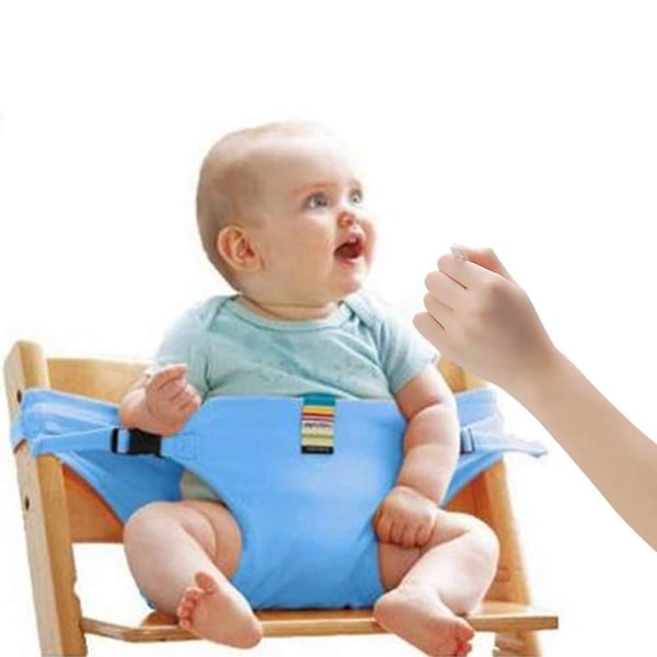 Foldbar Bærbar Spisestol Sikkerhedssele Beskyttende Spænde Bælte Til Baby Og Småbørn (Blå)