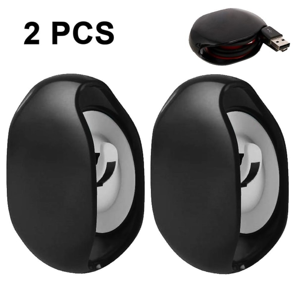 2-pack automatisk rullhörlurskabel Sladdlindare Hörlurssladd Organizer för USB kablar, hörlurskabel (svart)