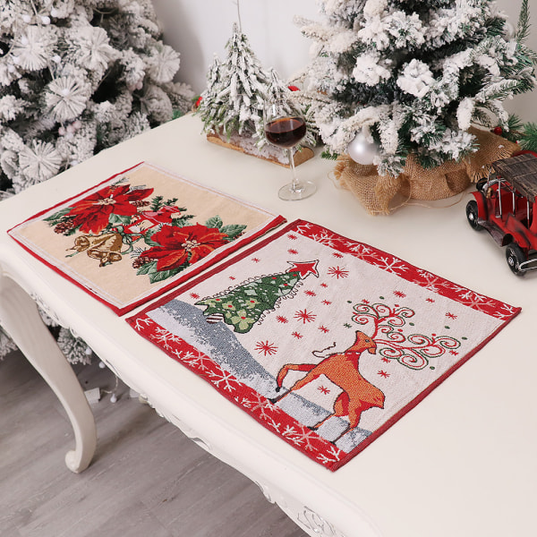 4 delar juldekorationer Tecknad europeisk stil värmeisolerande stickade dekorativa bordstabletter