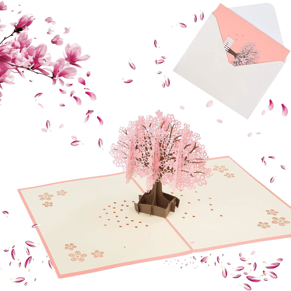 3d Pop Up-kort Söt Sakura-träd Födelsedagskort med kuvert Mors dagskort för examen Jul Barnens dag Tack