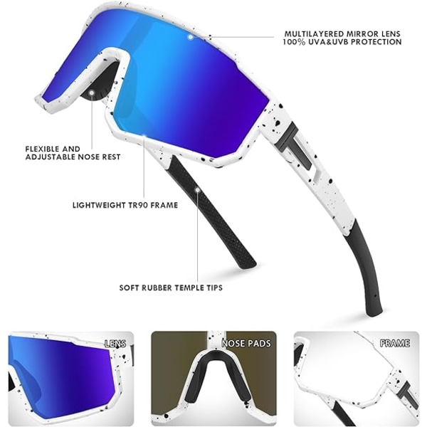 2024 Ny Youth Baseball Sunglasses, Kids Polarized Sports Sun glasses, TR90 Frame UV400 Protection Softball Cycling Glasses white