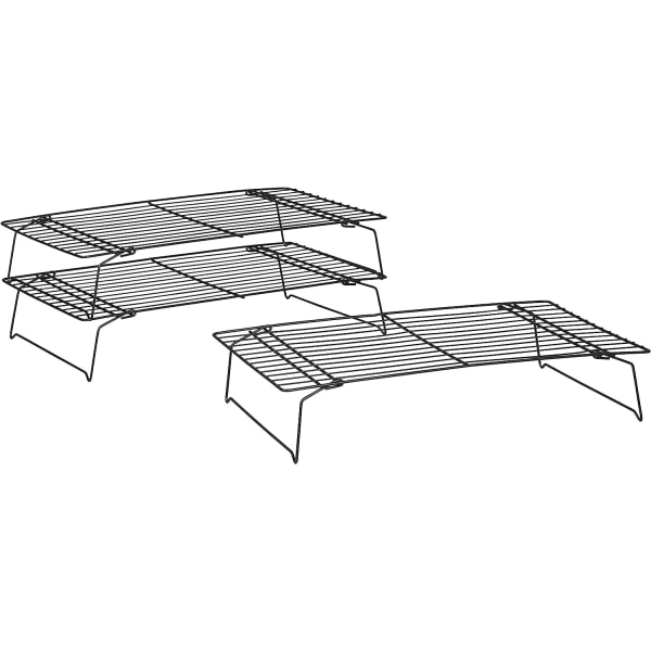 Non-stick kalltorkning nät tårtställ bakverktyg bröd torknät rack förtjockad svart tårta upp och ner ställ hopfällbart kylställ i tre lager